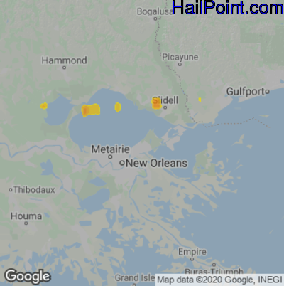 Hail Map for New Orleans, LA Region on May 17, 2022