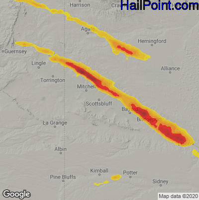 Hail Map for Scottsbluff, NE Region on May 17, 2022 