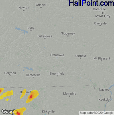 Hail Map for Ottumwa, IA Region on May 17, 2022