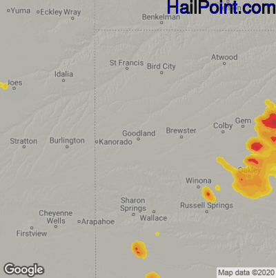 Hail Map for Goodland, KS Region on May 17, 2022