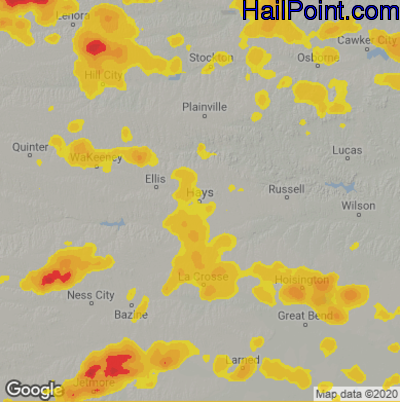 Hail Map for Hays, KS Region on May 17, 2022