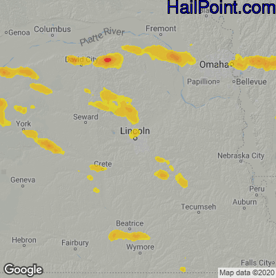 Hail Map for Lincoln, NE Region on May 18, 2022