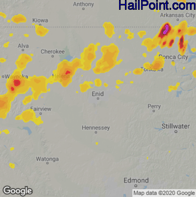 Hail Map for Enid, OK Region on May 18, 2022