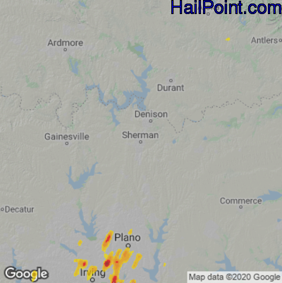 Hail Map for Sherman, TX Region on May 19, 2022
