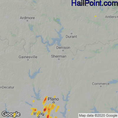 Hail Map for Sherman, TX Region on May 19, 2022 