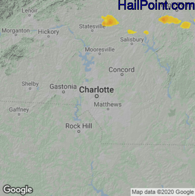 Hail Map for Charlotte, NC Region on May 20, 2022