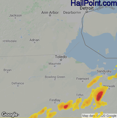 Hail Map for Toledo, OH Region on May 21, 2022