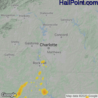 Hail Map for Charlotte, NC Region on May 21, 2022 