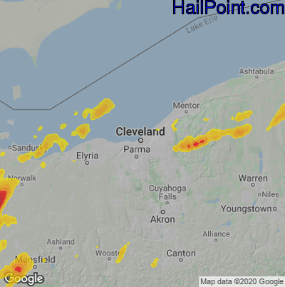 Hail Map for Cleveland, OH Region on May 21, 2022