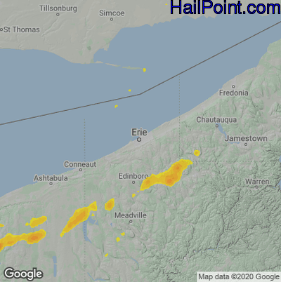 Hail Map for Erie, PA Region on May 21, 2022