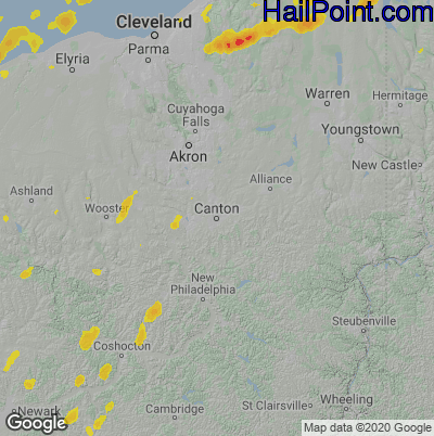 Hail Map for Canton, OH Region on May 21, 2022