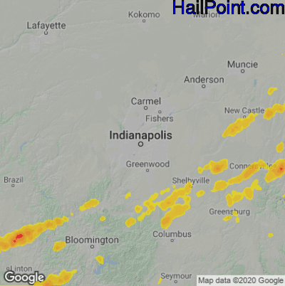 Hail Map for Indianapolis, IN Region on May 21, 2022