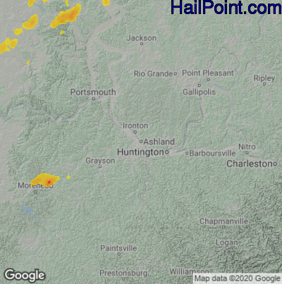 Hail Map for Asheland, KY Region on May 21, 2022