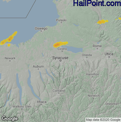 Hail Map for Syracuse, NY Region on May 21, 2022