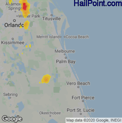 Hail Map for Palm Bay, FL Region on May 21, 2022