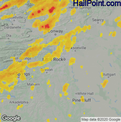 Hail Map for Little Rock, AR Region on May 21, 2022
