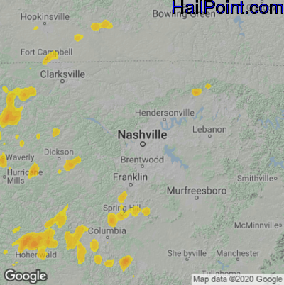 Hail Map for Nashville, TN Region on May 21, 2022