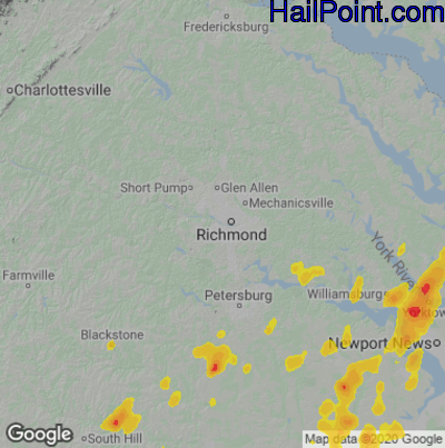 Hail Map for Richmond, VA Region on May 21, 2022