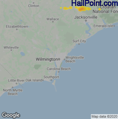 Hail Map for Wilmington, NC Region on May 23, 2022