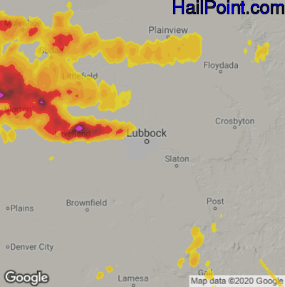 Hail Map for Lubbock, TX Region on May 23, 2022 