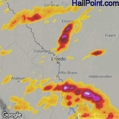 Hail Map for Laredo, TX Region on May 23, 2022 