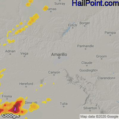 Hail Map for Amarillo, TX Region on May 23, 2022