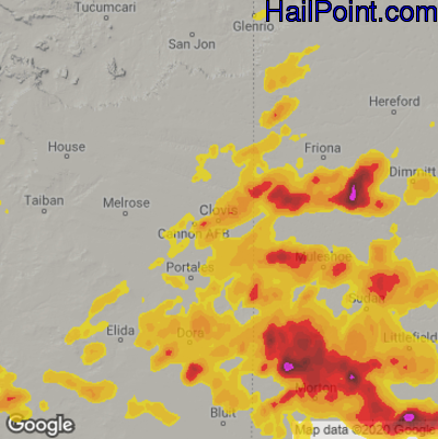 Hail Map for Clovis, NM Region on May 23, 2022