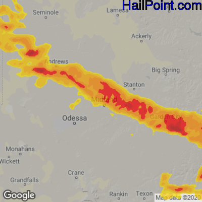 Hail Map for Midland, TX Region on May 24, 2022 