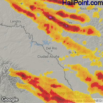 Hail Map for Del Rio, TX Region on May 24, 2022