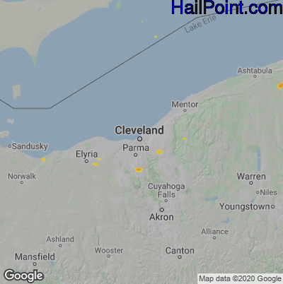 Hail Map for Cleveland, OH Region on May 27, 2022 