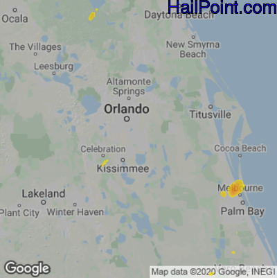 Hail Map for Orlando, FL Region on May 27, 2022
