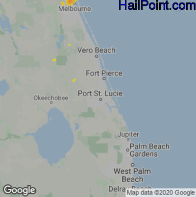 Hail Map for Port St. Lucie, FL Region on May 27, 2022