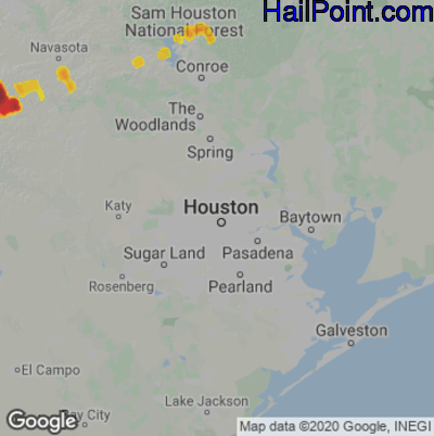 Hail Map for Houston, TX Region on May 29, 2022