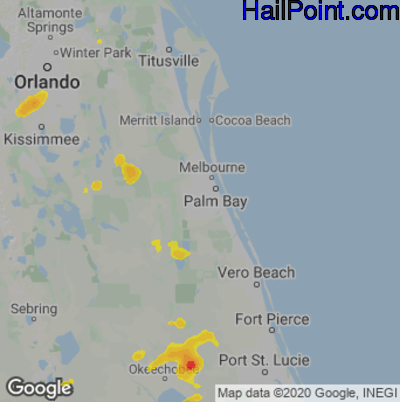 Hail Map for Palm Bay, FL Region on May 29, 2022