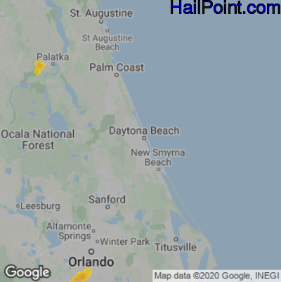 Hail Map for Daytona Beach, FL Region on May 29, 2022