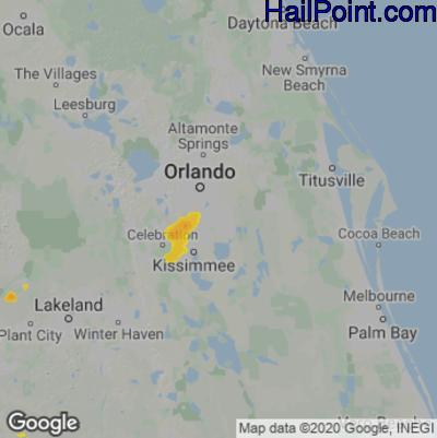 Hail Map for Orlando, FL Region on May 29, 2022 