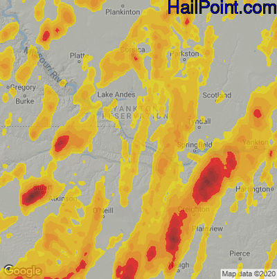 Hail Map for Grand Island, NE Region on May 30, 2022