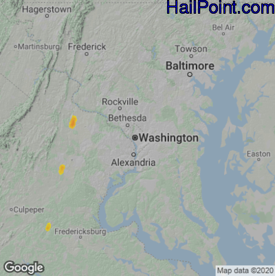 Hail Map for Washington, DC Region on May 30, 2022