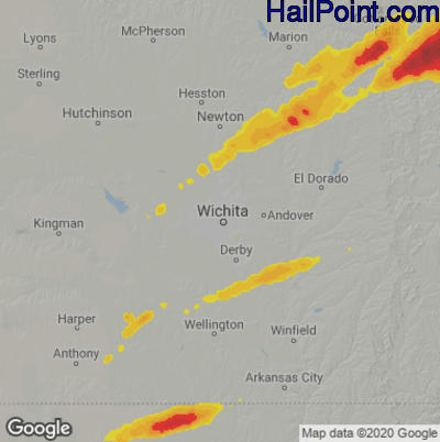 Hail Map for Wichita, KS Region on May 30, 2022