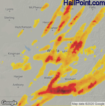 Hail Map for Wichita, KS Region on May 31, 2022