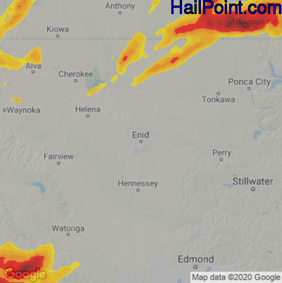 Hail Map for Enid, OK Region on May 31, 2022 