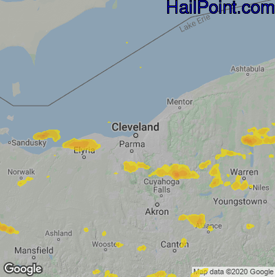 Hail Map for Cleveland, OH Region on June 1, 2022