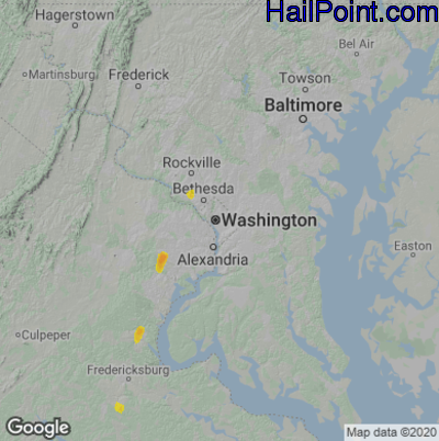 Hail Map for Washington, DC Region on June 1, 2022 
