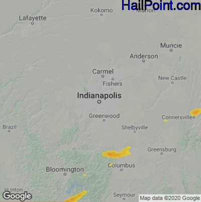 Hail Map for Indianapolis, IN Region on June 1, 2022 