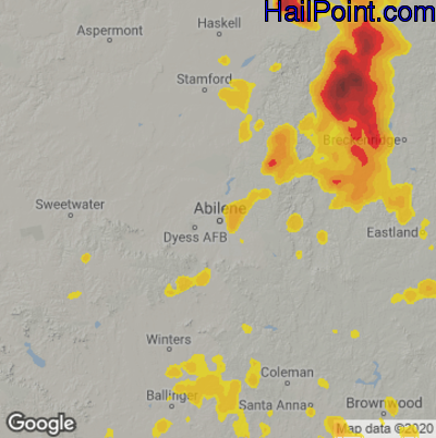 Hail Map for Abilene, TX Region on June 2, 2022