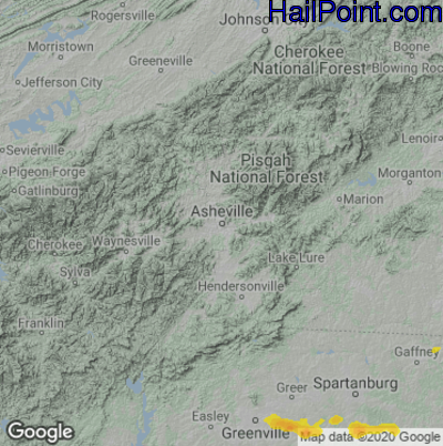Hail Map for Asheville, NC Region on June 3, 2022