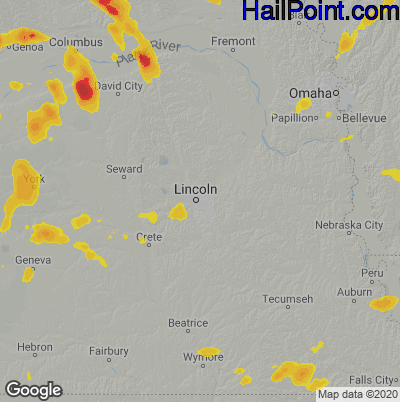 Hail Map for Lincoln, NE Region on June 4, 2022