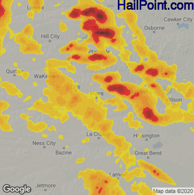 Hail Map for Hays, KS Region on June 5, 2022 