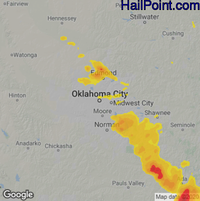 Hail Map for Oklahoma City, OK Region on June 5, 2022 