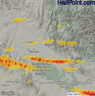 Hail Map for Boise, ID Region on June 5, 2022